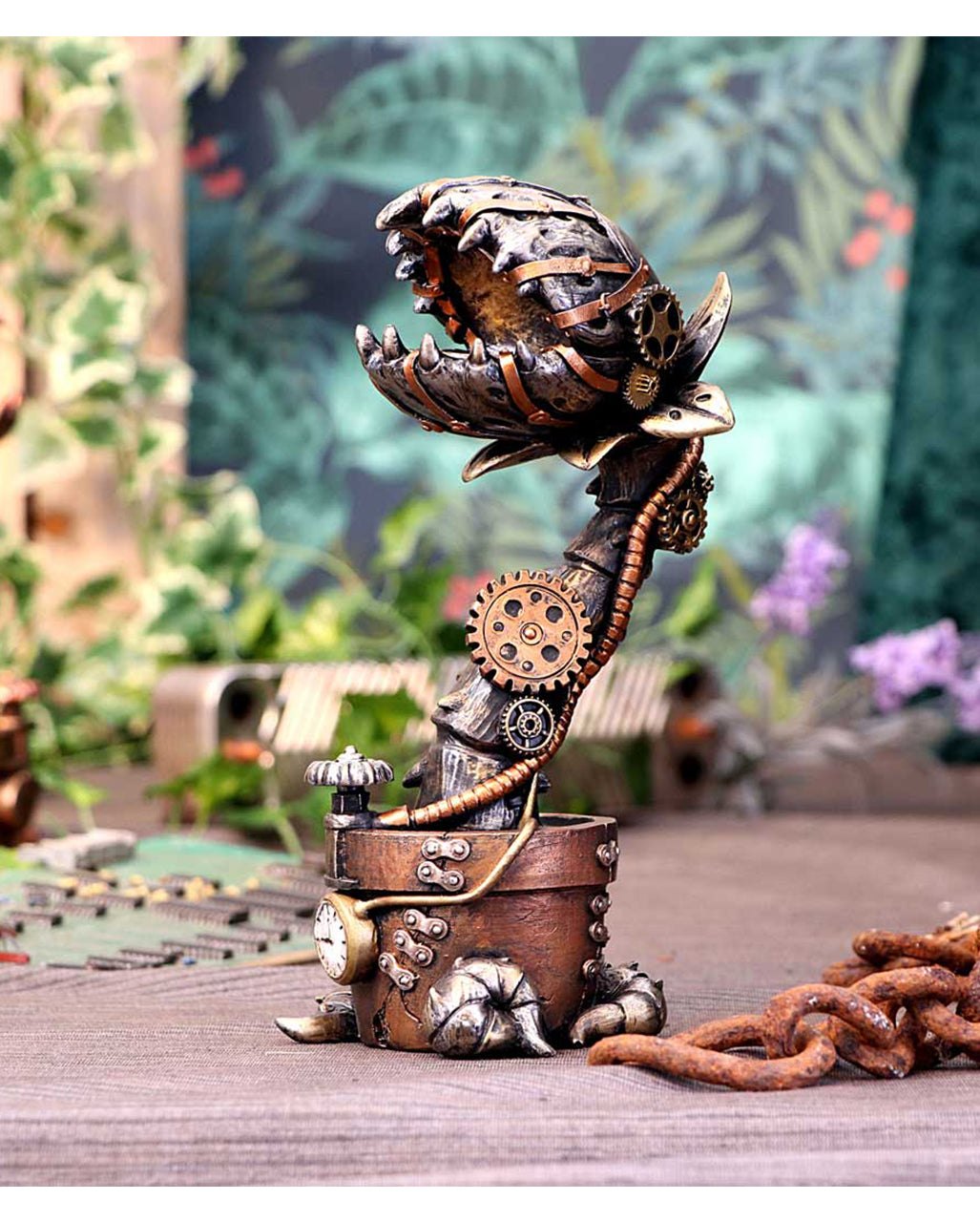 Fleichfressende Steampunk Pflanze Figur 24cm