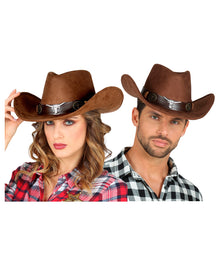 Dallas Cowboyhut Braun in Wildlederoptik