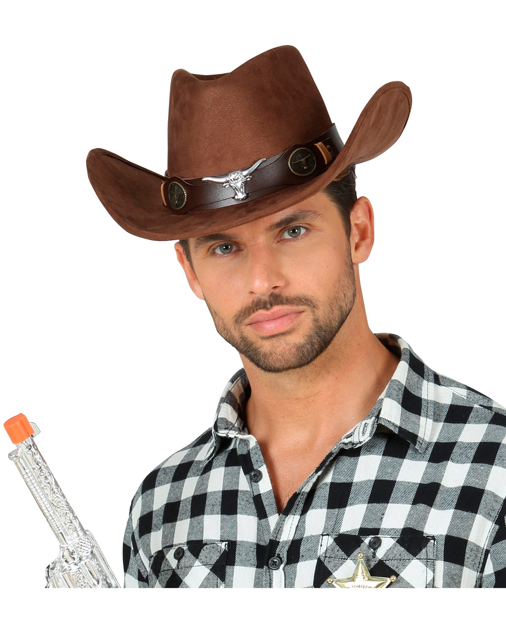 Dallas Cowboyhut Braun in Wildlederoptik