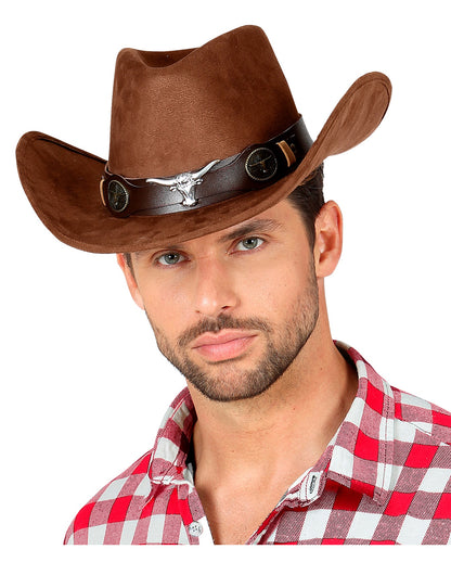 Dallas Cowboyhut Braun in Wildlederoptik
