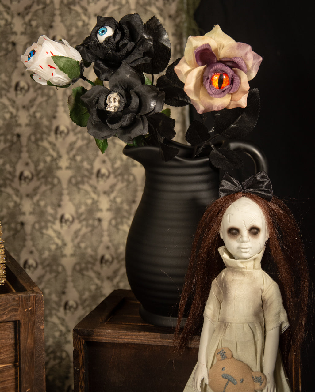 Spooky Gespensterpuppe mit Teddybär Kopf 31cm