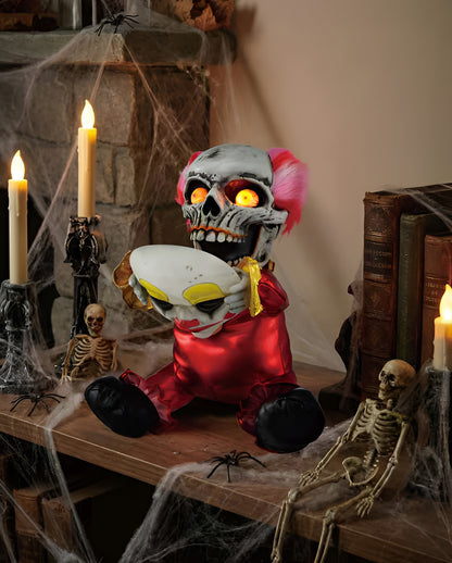 Creepy Horror Clown mit aufklappender Maske 34cm