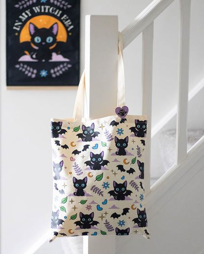 „Cute & Creepy“ Tragetasche mit Mystic Katzenmotiv