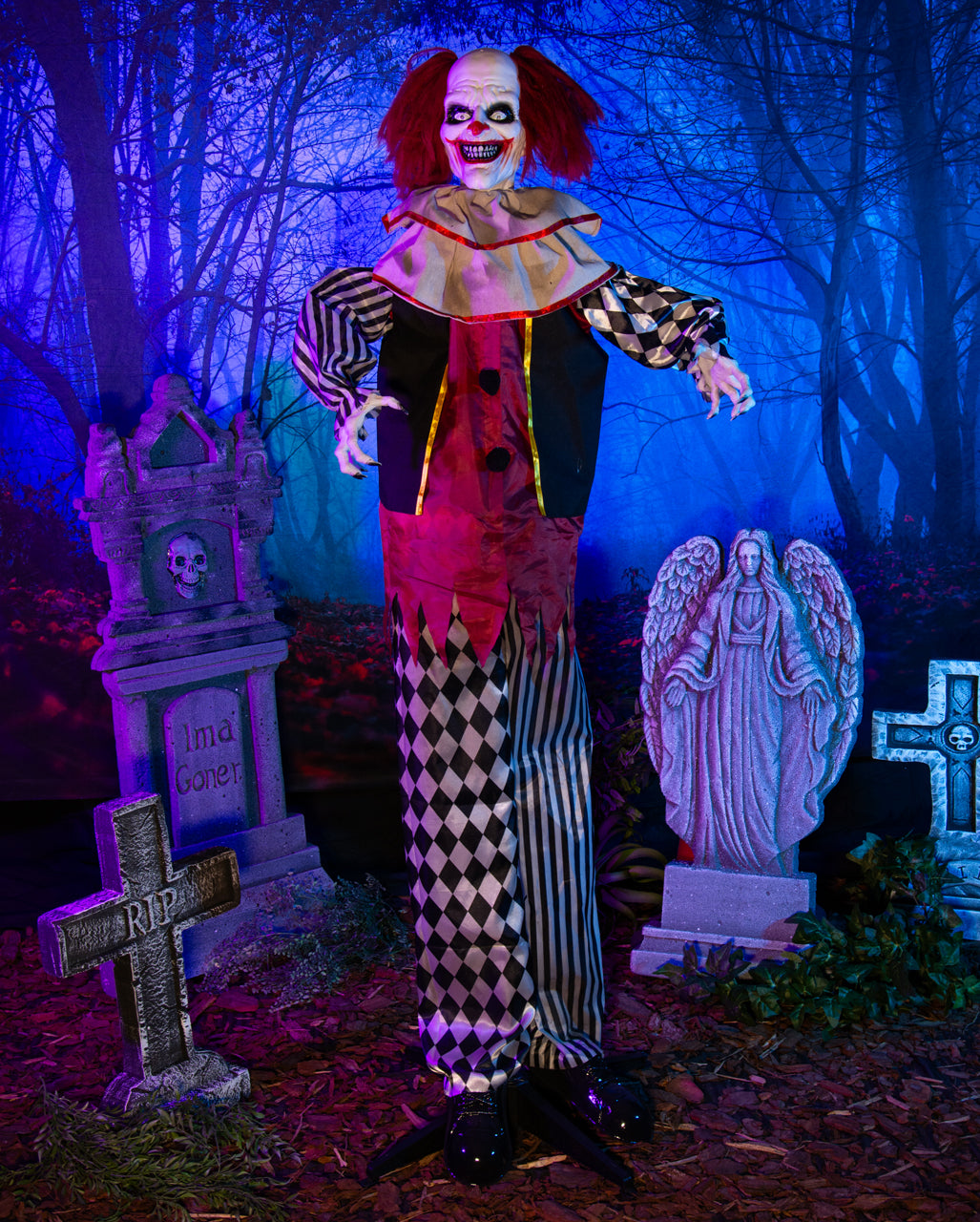 Dämonischer Killerclown als Halloween Animatronic 170cm