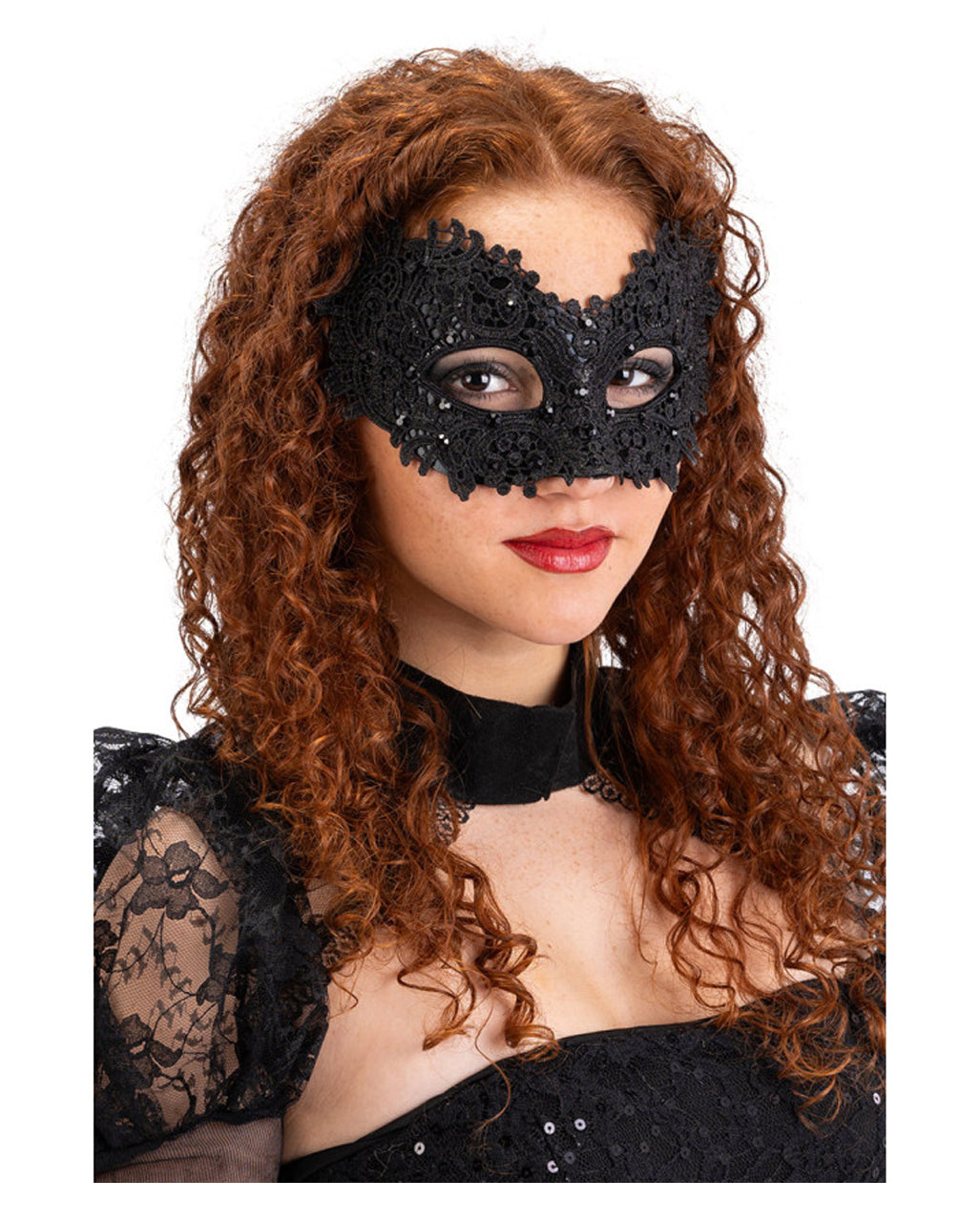 Augenmaske dunkle Eleganz mit Spitze & Strass