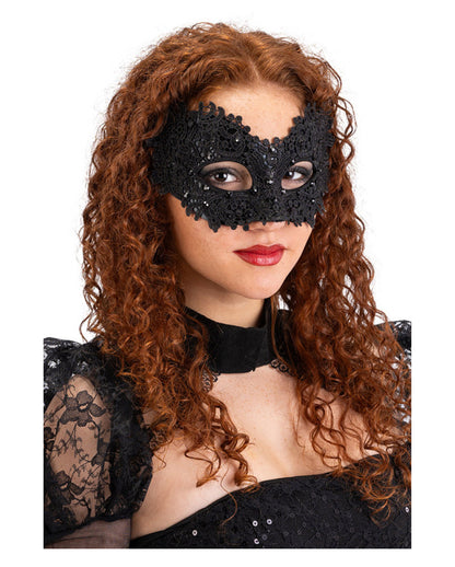 Augenmaske dunkle Eleganz mit Spitze & Strass