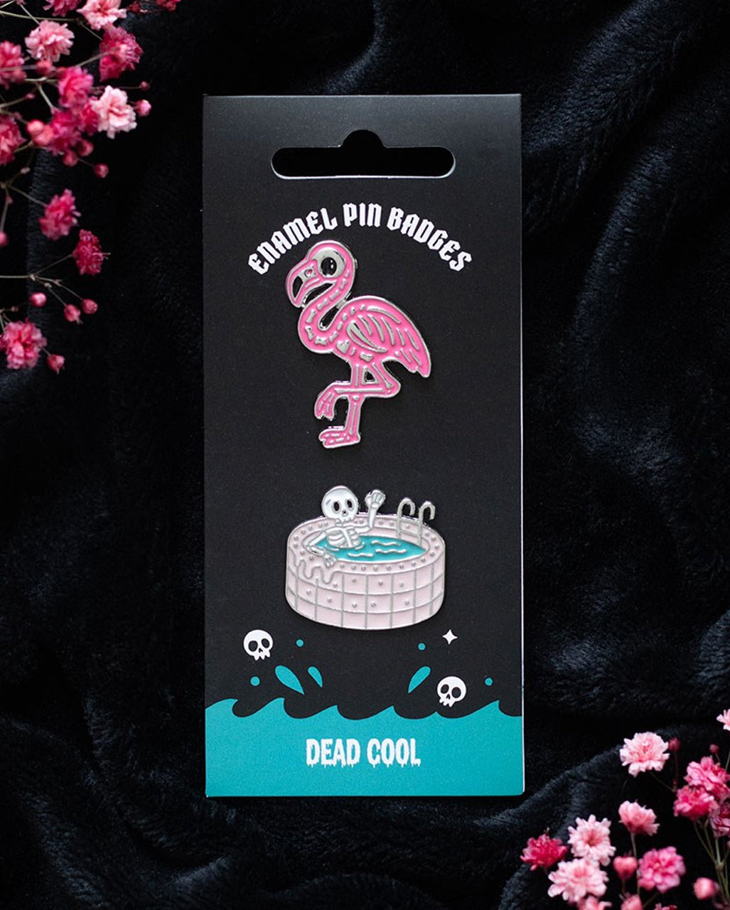 Dead Cool Skeleton & Flamingo Pins 2 St.