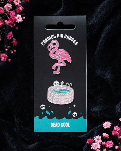 Dead Cool Skeleton & Flamingo Pins 2 St.