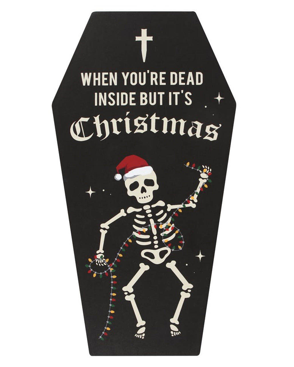 "Dead Inside Coffin" Cryptmas Wandbild in Sargform