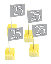 Cocktailspießchen Zahl 25 silber