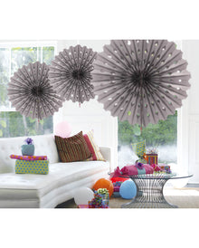 Decorative Fan Honeycomb Paper Silver 45cm