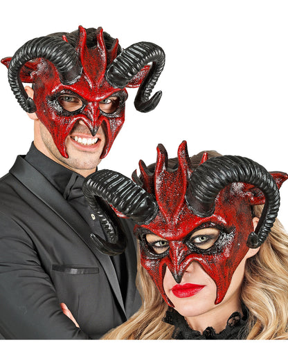 Teuflische Dämonen Maske mit Hörner