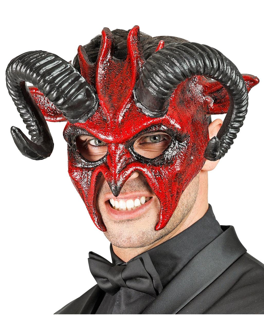 Teuflische Dämonen Maske mit Hörner