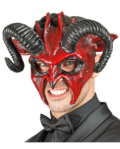 Teuflische Dämonen Maske mit Hörner