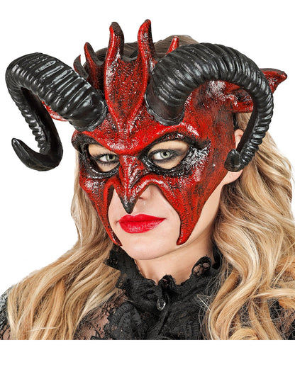 Teuflische Dämonen Maske mit Hörner