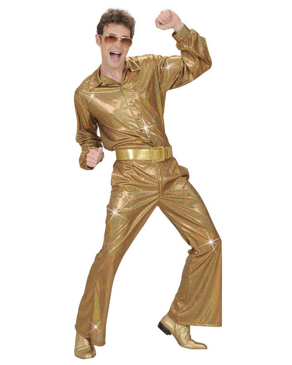 80s Glitzer Discohemd Gold