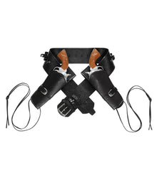 Doppelter Western-Pistolen Halter Schwarz