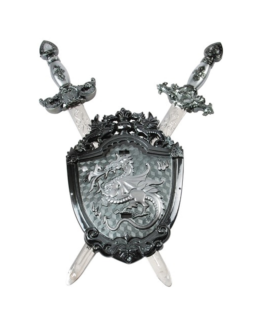 2 Schwerter mit Drachen Schild