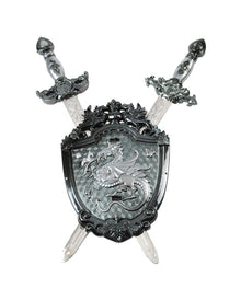 2 Schwerter mit Drachen Schild