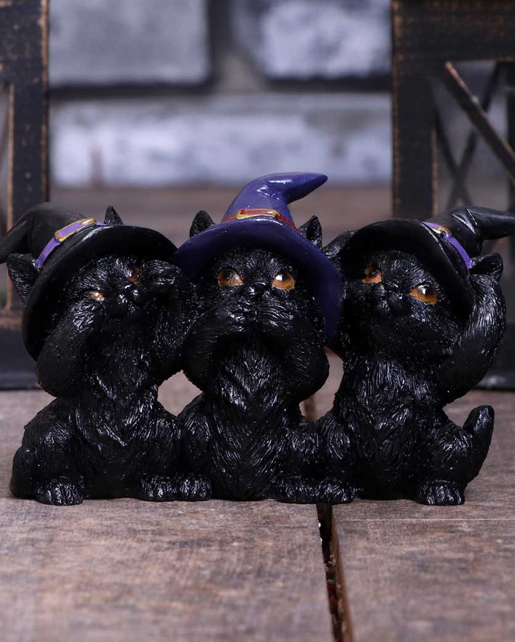 Drei Weise Schwarze Hexenkatzen 11,5cm