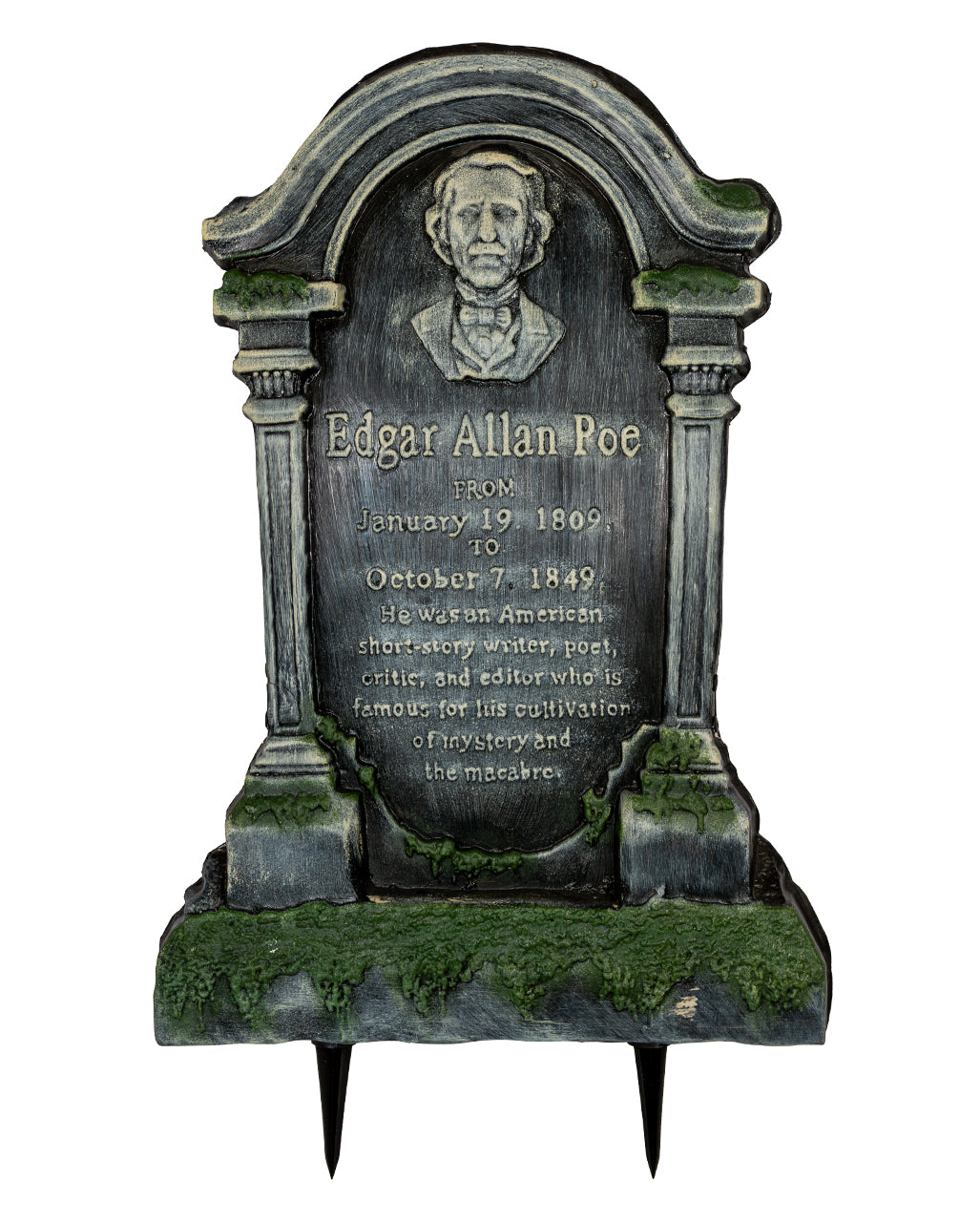 Edgar A. Poe Halloween Grabstein mit Erdspieß 53cm