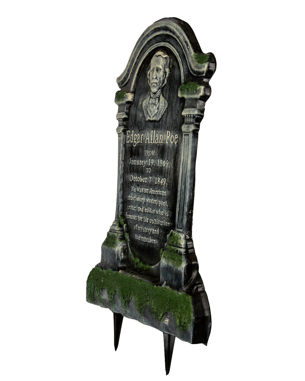 Edgar A. Poe Halloween Grabstein mit Erdspieß 53cm