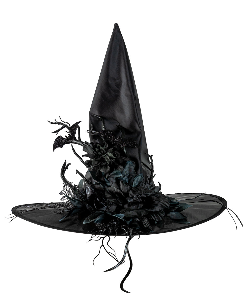 Elegant Gothic Witch Hat With Roses & Bats