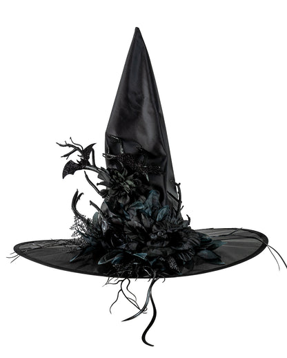 Elegant Gothic Witch Hat With Roses & Bats