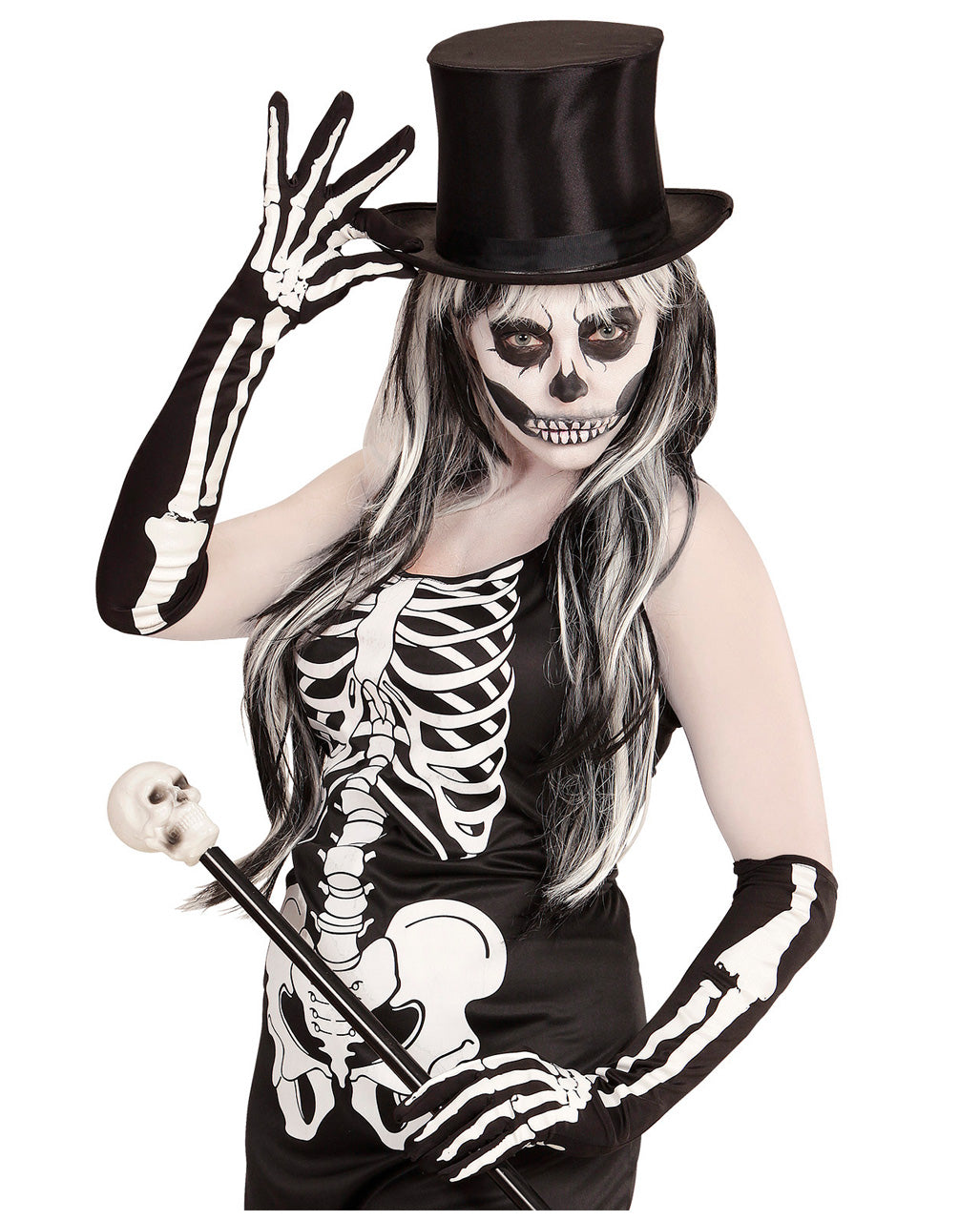 Elbow Length Skeleton Gloves