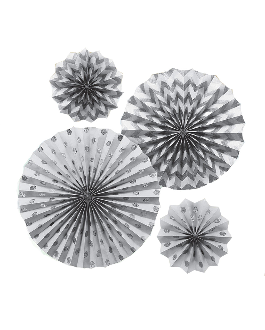 Silbernes Fächer-Deko Set