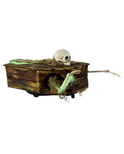Moving Coffin With Skeleton Animatronic 34cm
