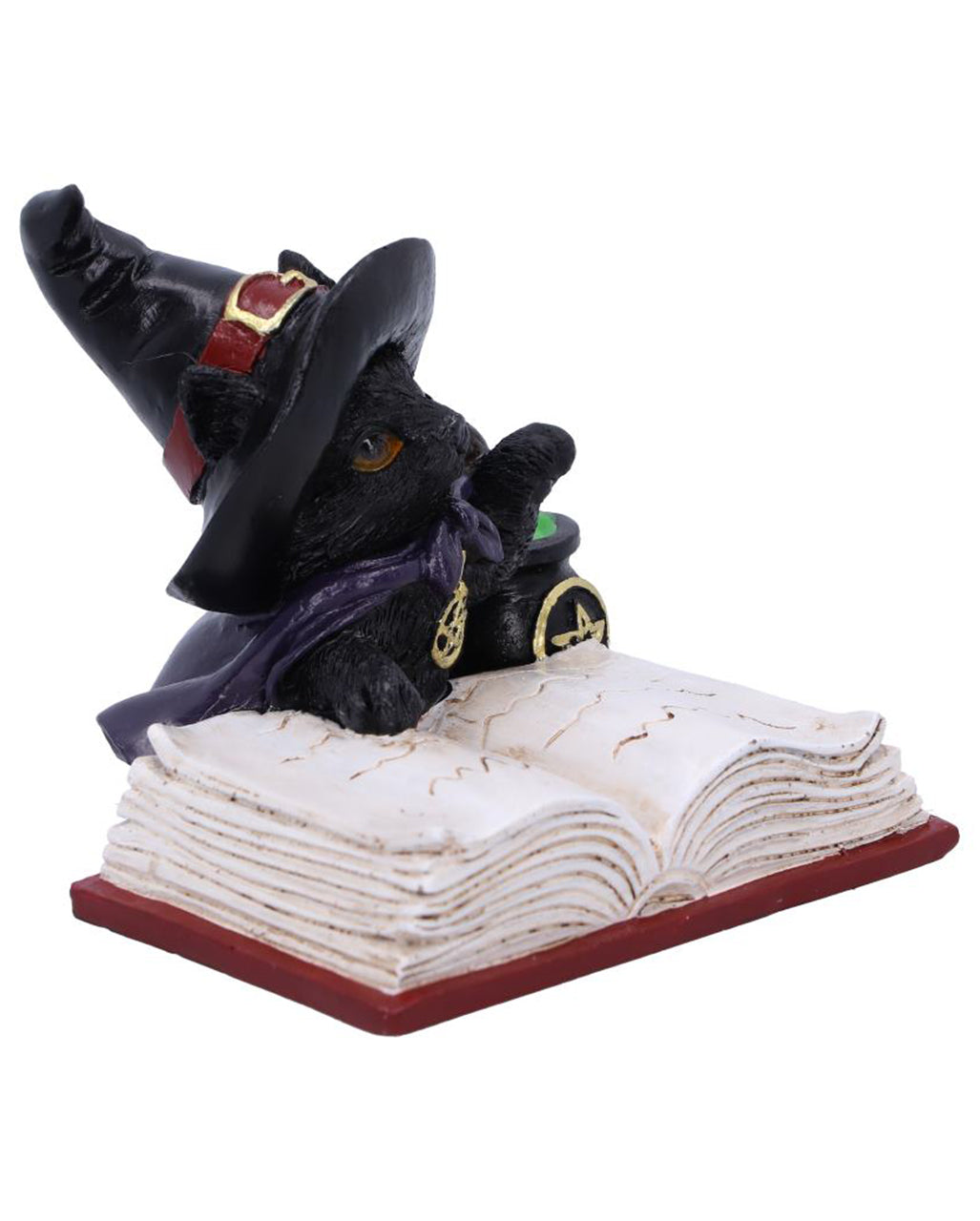 Katzenfigur mit Hexenhut & Hexenkessel 8,5cm