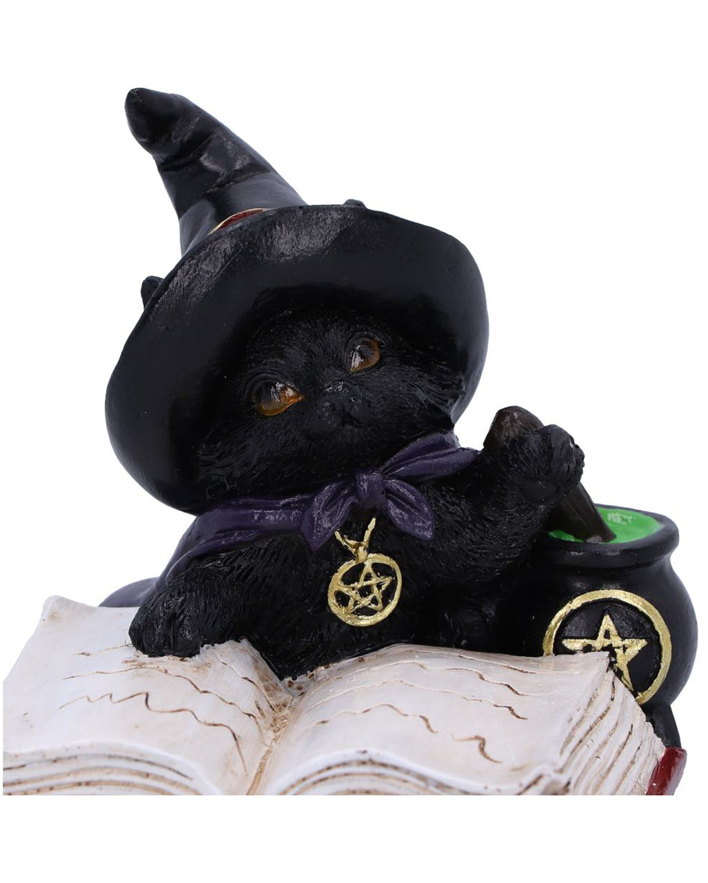 Katzenfigur mit Hexenhut & Hexenkessel 8,5cm
