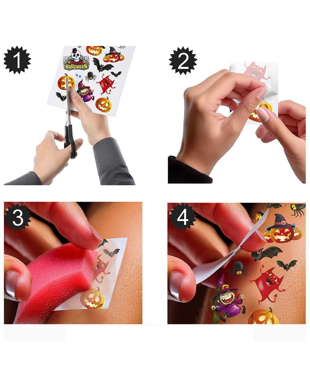 Bunte Halloween Kindertattoos