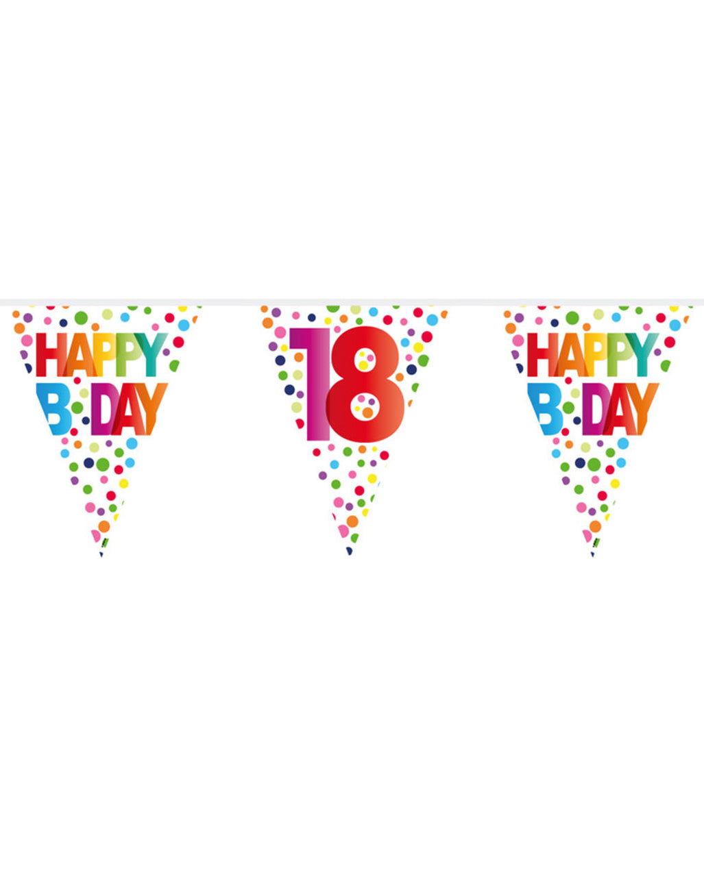 Bunte Happy B-Day 18 Wimpelgirlande 10m
