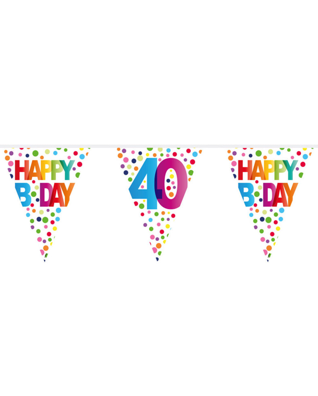 Bunte Happy B-Day 40 Wimpelgirlande 10m