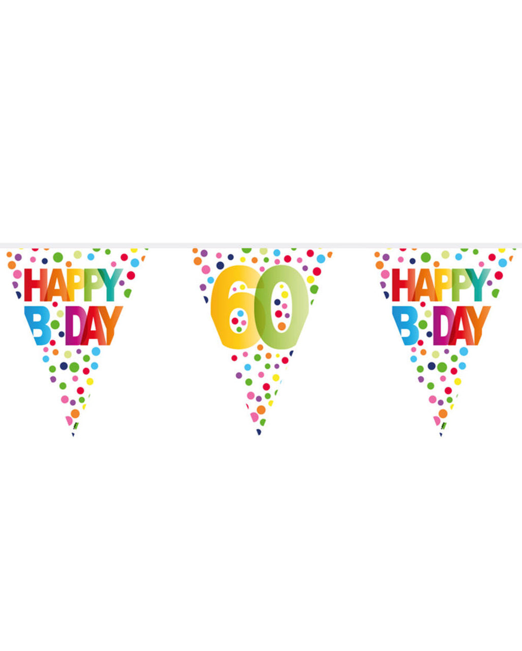 Bunte Happy B-Day 60 Wimpelgirlande 10m