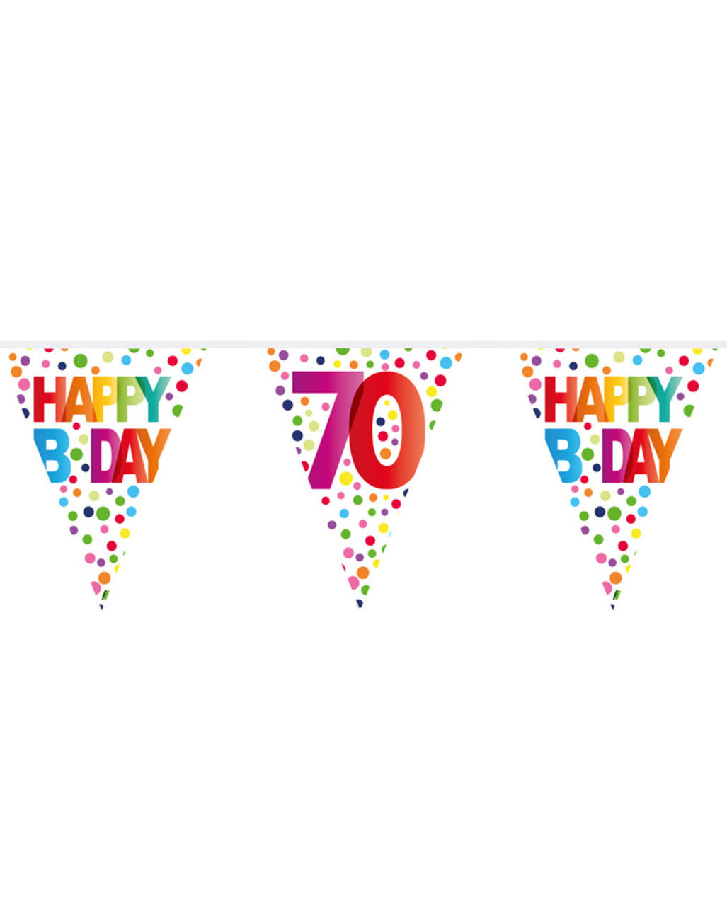Bunte Happy B-Day 70 Wimpelgirlande 10m