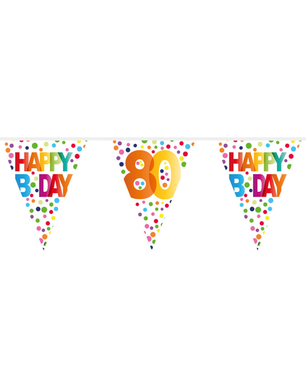 Bunte Happy B-Day 80 Wimpelgirlande 10m