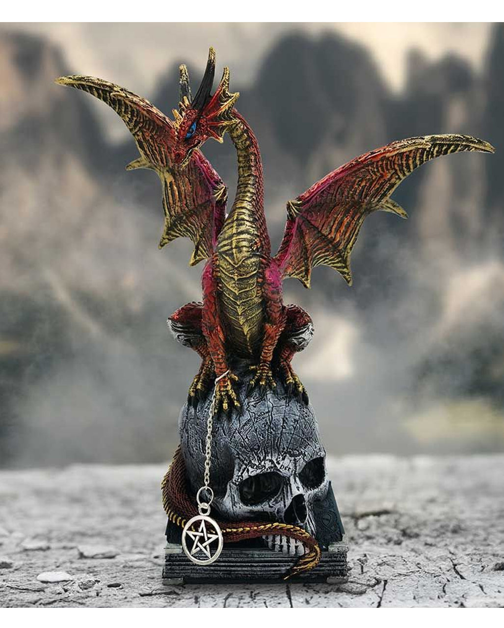 Fate of the World Drache auf Totenkopf Figur 23cm