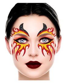 Glitzer Gesichtsaufkleber Feuerteufel