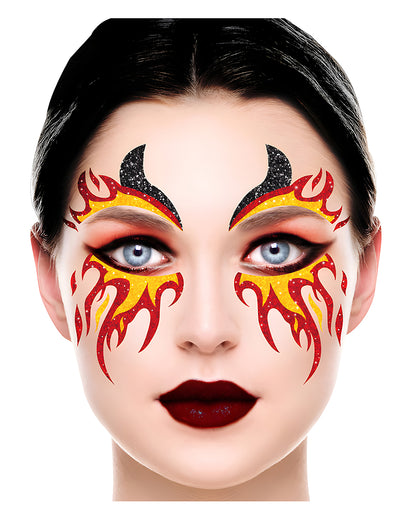 Glitzer Gesichtsaufkleber Feuerteufel