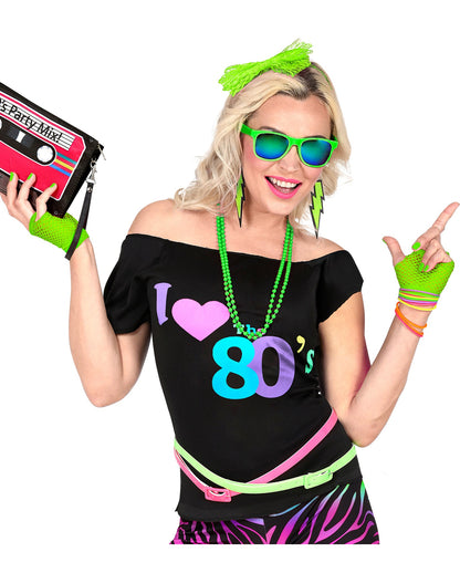 Neon Grüne Fingerlose Netzhandschuhe Kurz