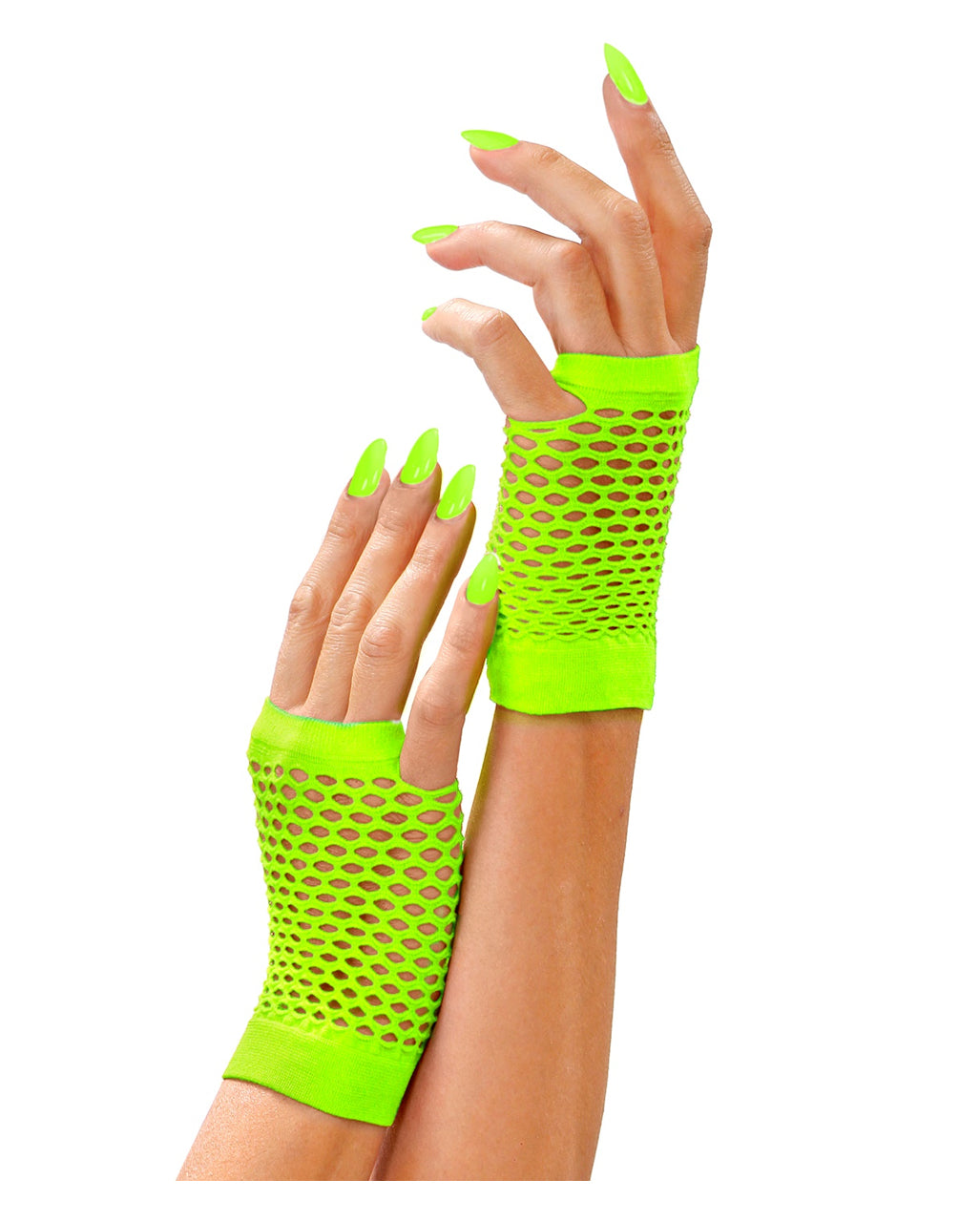 Neon Grüne Fingerlose Netzhandschuhe Kurz
