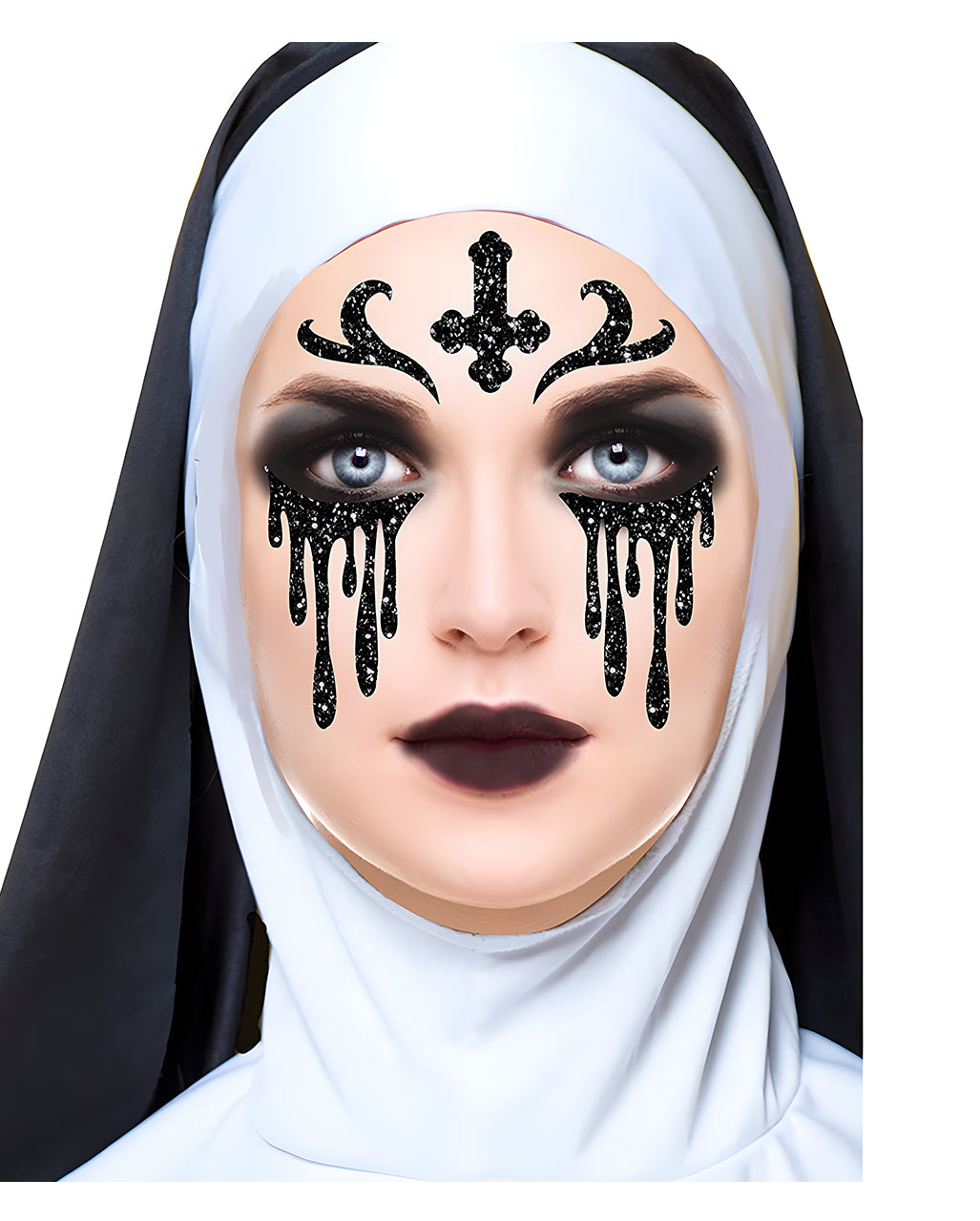 Sinister Nun Glitter Face Sticker