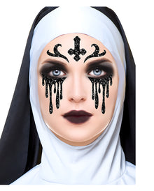 Glitzer Gesichtsaufkleber Geister-Nonne