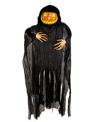 Kürbis Phantom Hängefigur mit Flackerlicht 153cm