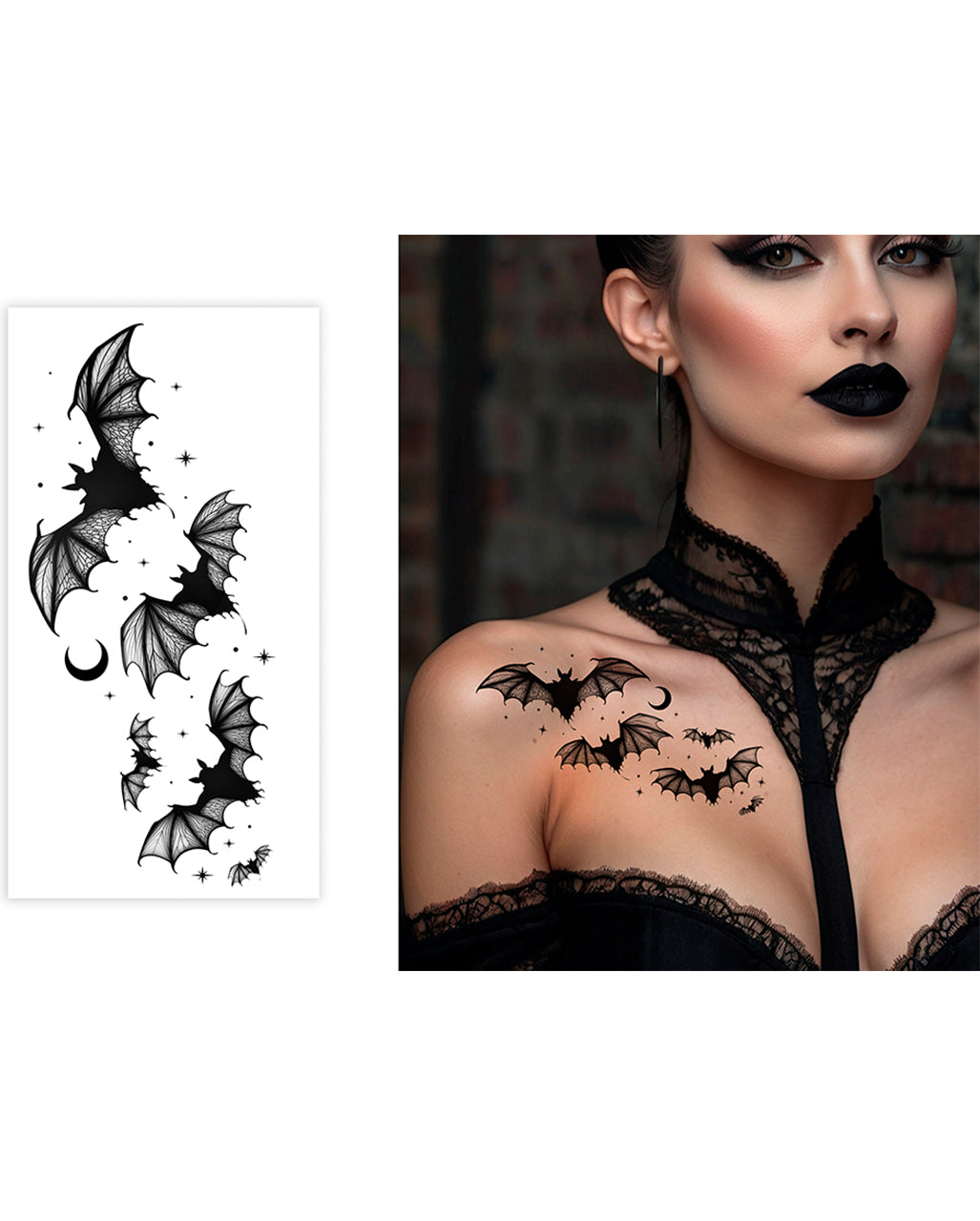 Fledermaus Gothic Klebe-Tattoo 15x8cm