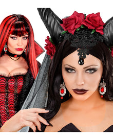 Rote Kostüm Ohrringe mit Fledermaus Motiv