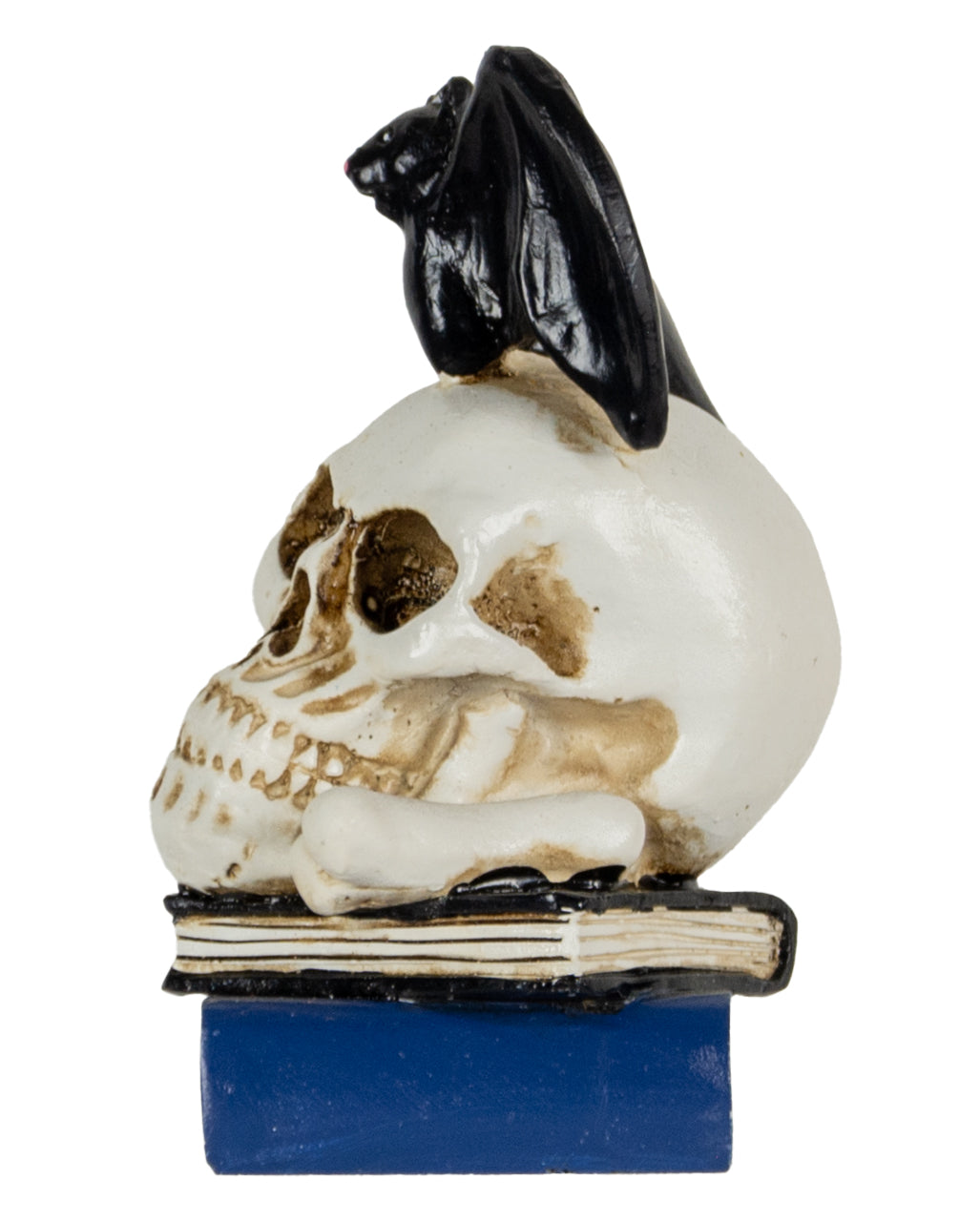 Fledermaus auf Totenschädel Figur 10cm